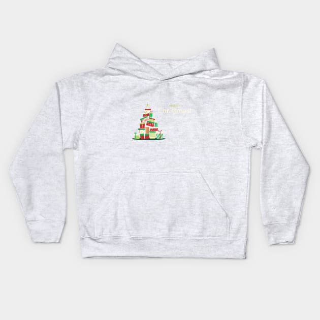 Merry Christmas Tree Kids Hoodie by Mako Design 